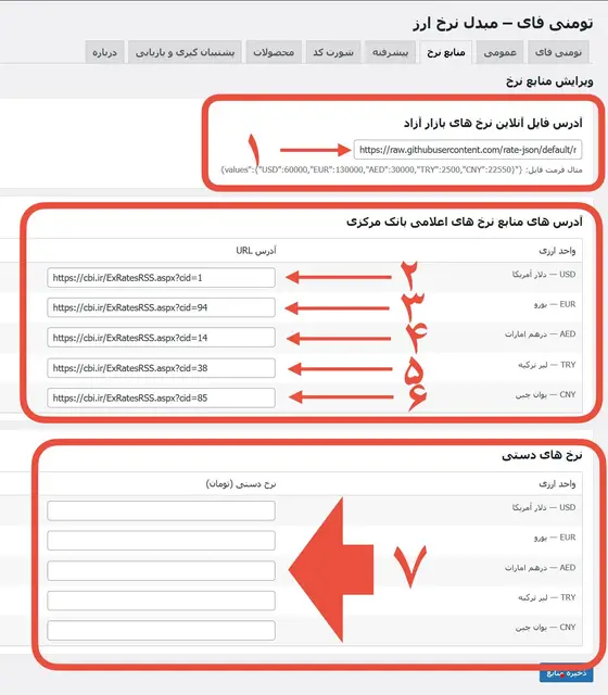 ورود JSON بازار آزاد و فیدهای بانک مرکزی در تومنی فای